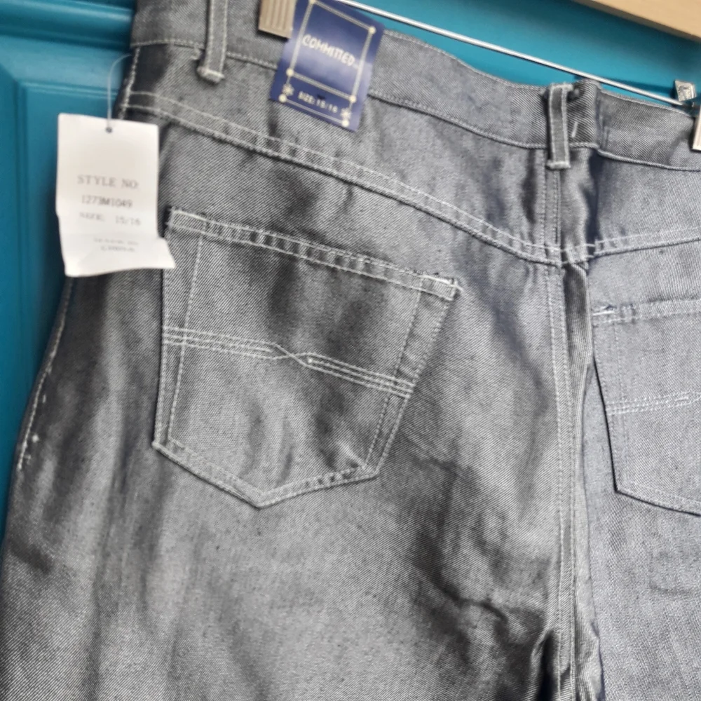 NEW Sterling Silver Jeans Metallic Denim Metal Disco Cropped Pant 12 - Picture 8 of 14